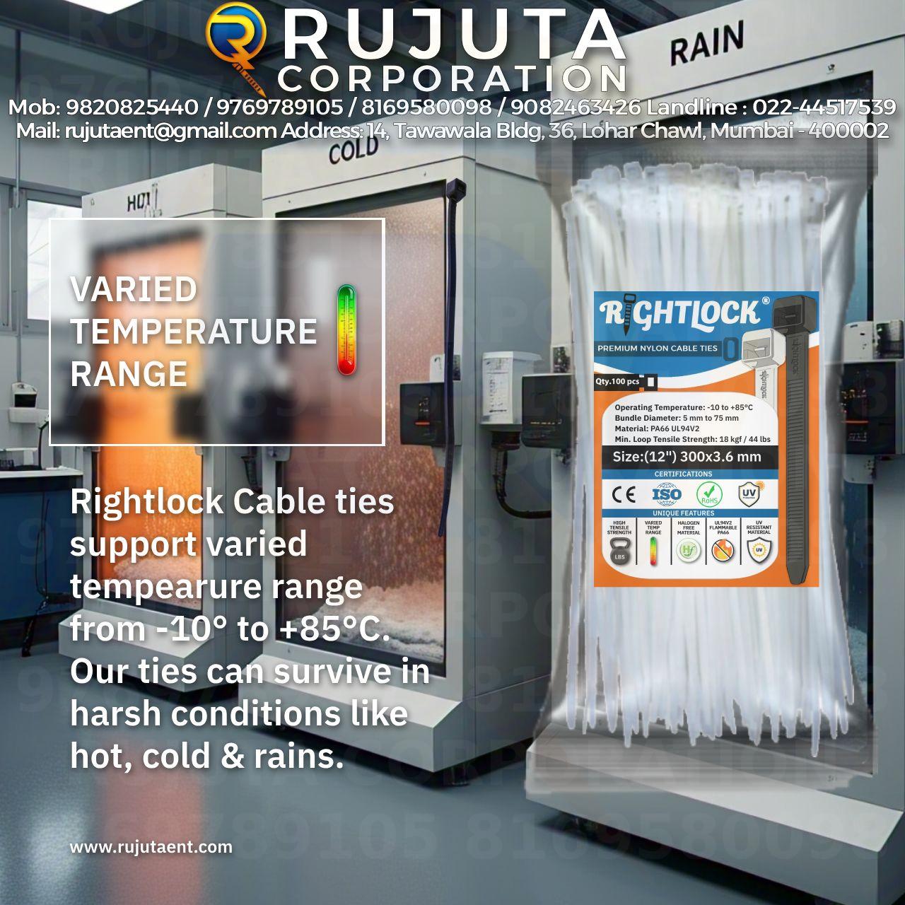 Rightlock Nylon Cable tie Varied Temperature Material