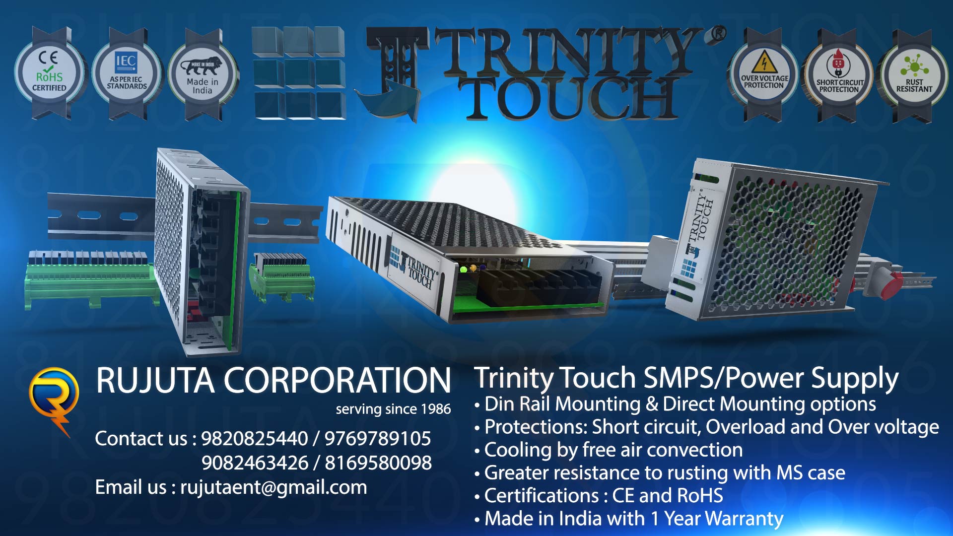 Power Supply Trinity Touch Manufacturer India's Best No #1 Distributor, Dealer & Stockiest