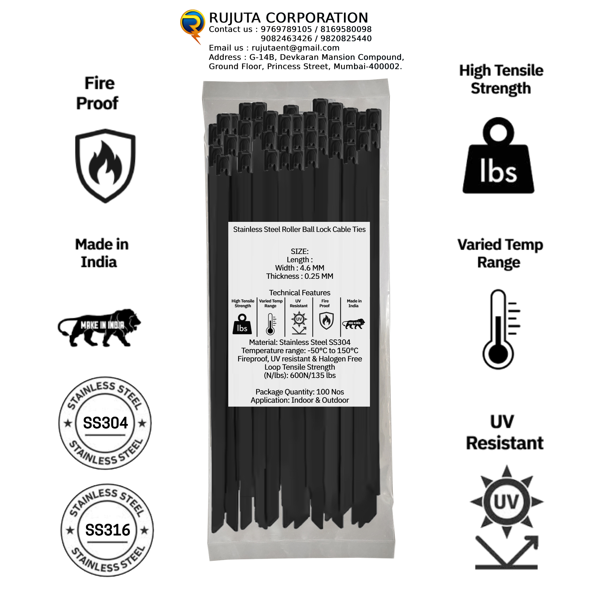 200 mm Coated Stainless Steel Cable Tie