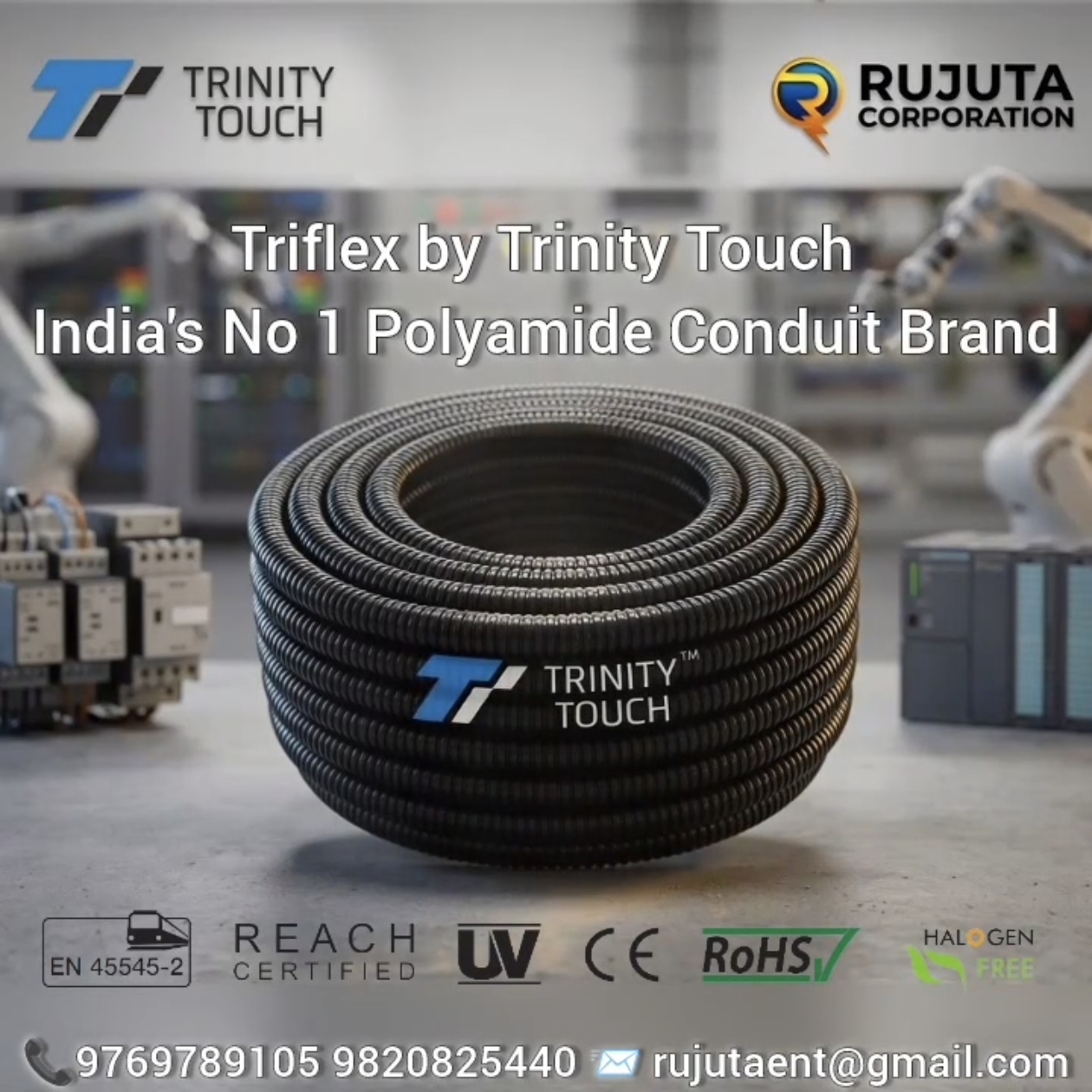 Triflex Trinity Touch Conduit EN REACH UV ROHS HALOGEN FREE Certified