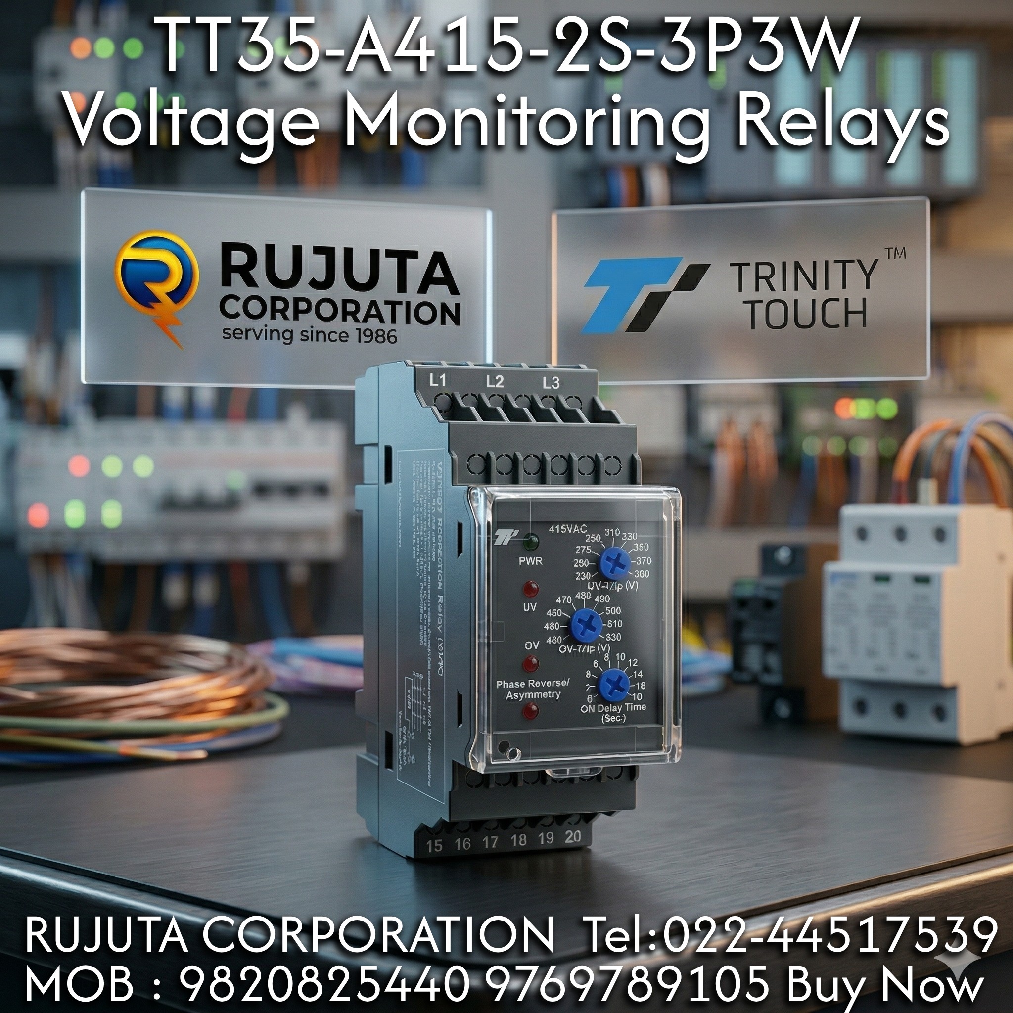 TT35-A415-2S-3P3W Voltage Monitoring Relays Three Phase 011716862 Trinity Touch Easy to use Best no#1 in India